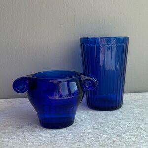 (2) pcs. COBALT blue glass